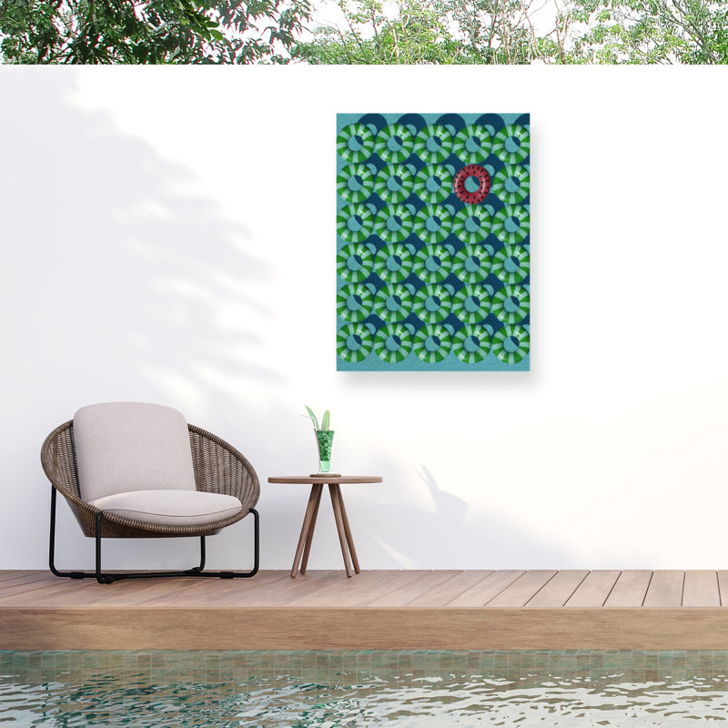 Vertical Mixed Media Cityscape Canvas Art in Green and Red