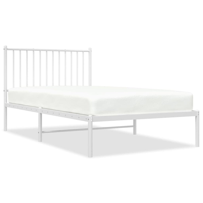 Metal Bed Frame, Heavy-Duty, No Mattress, King, White