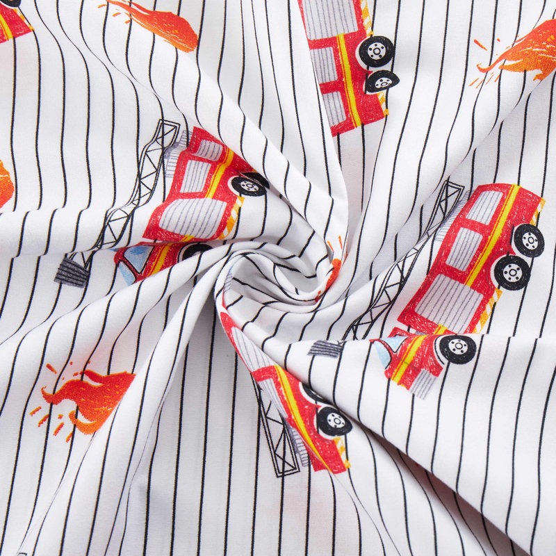 Fire Truck Print Microfiber Kids' Full Sheet Set