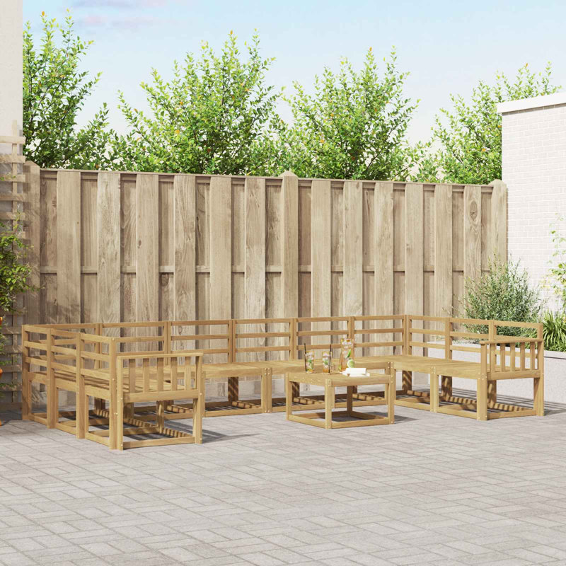  Outdoor Sofa Set 11 pcs Solid Acacia Wood Seating Garden Sectional