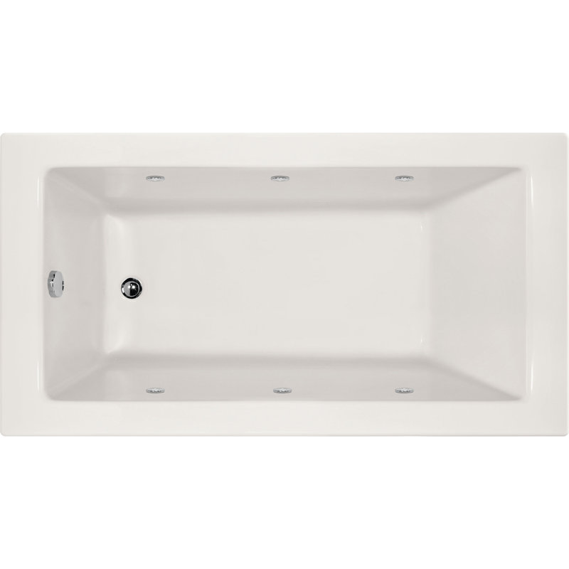 Sydney 72'' L Whirlpool Bathtub, White, Left, Polished Chrome