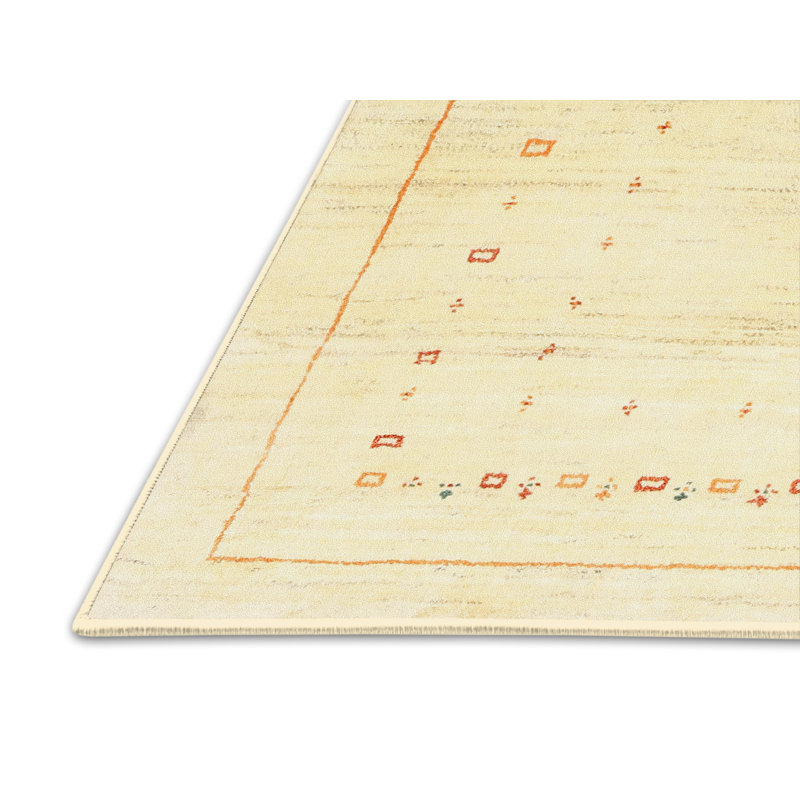 Tapis de zone jaune contemporaine, Rectangle 8 pi x 10 pi