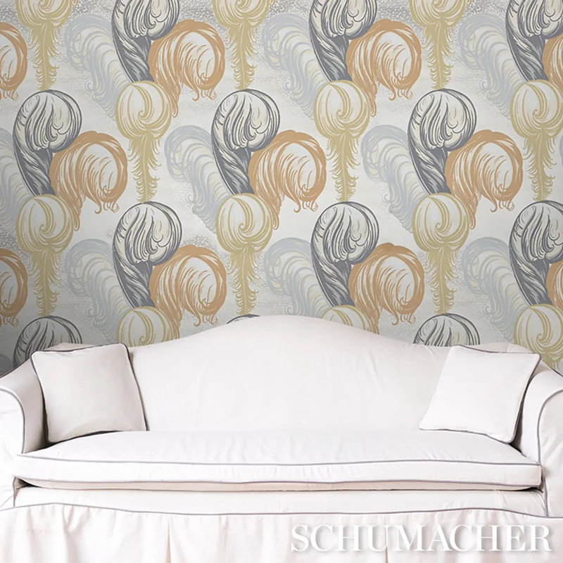 Plumes Wallpaper, Champagne