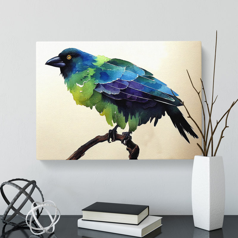 Crow Bird Watercolour Vol.1 - Wrapped Canvas, 35cm H x 50cm W x 3cm D