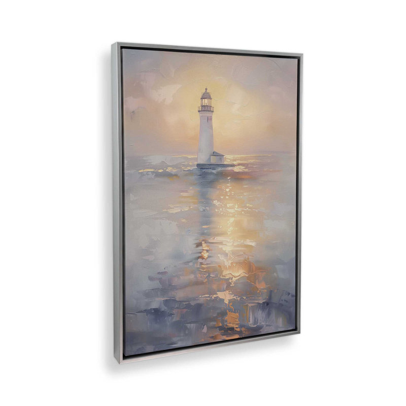 «Ocean's Sentinel V2 sur toile» par Golden Glow Interiors, Cadre flottant en chrome poli, H 38 po x l 26 po x P 1,75 po