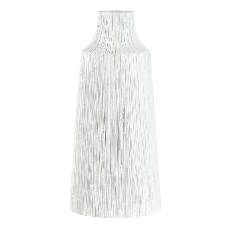 Vase en bois 16 po, Blanc, H 16 po x l 7,5 po x P 7,5 po