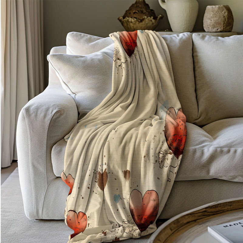 Jeté Nostalgic Love Souvenirs - 1 pièce Sherpa Premium, 50 po x 60 po