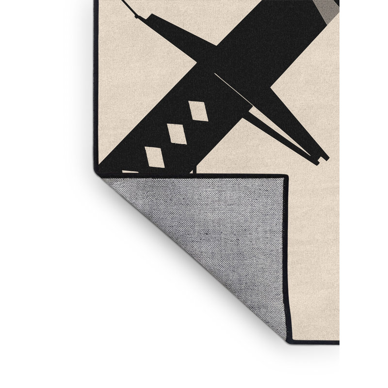 Tapis géométrique moderne gris et noir lavable à la machine Brooker Katana Sword, 7 x 10