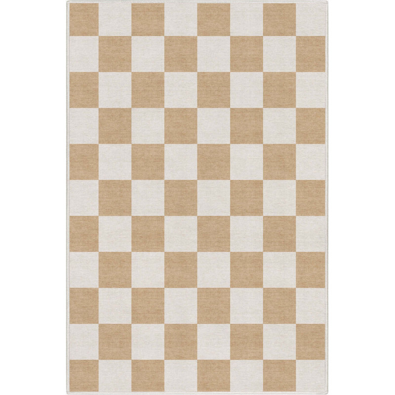 Kehr Square Modern Geometric Yellow Flat-Weave Area Rug, Rectangle 3'3" x 5'