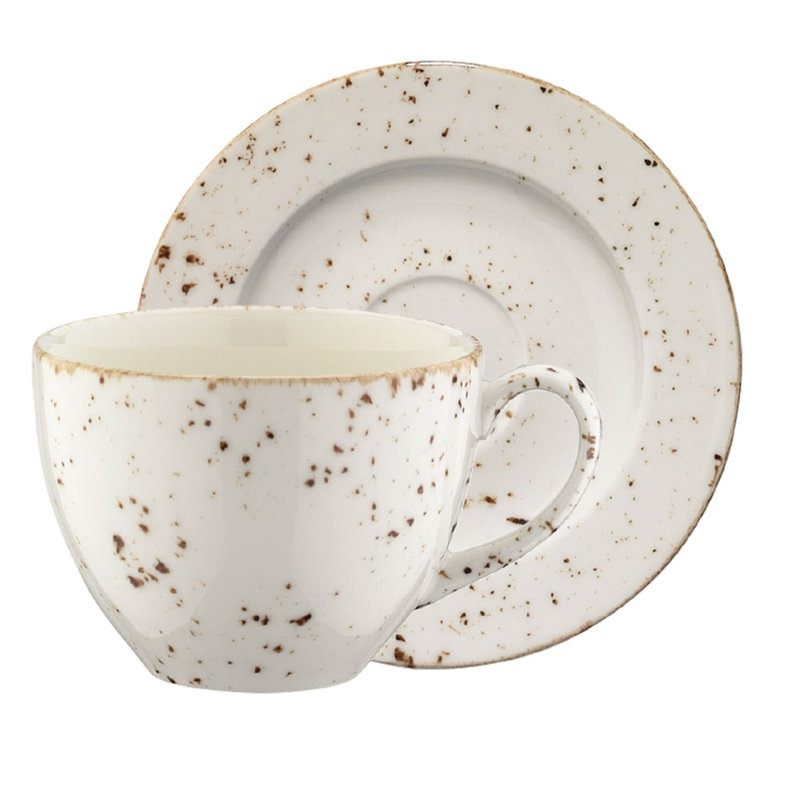 Tasse à cappuccino et soucoupe, 1, Blanc/brun
