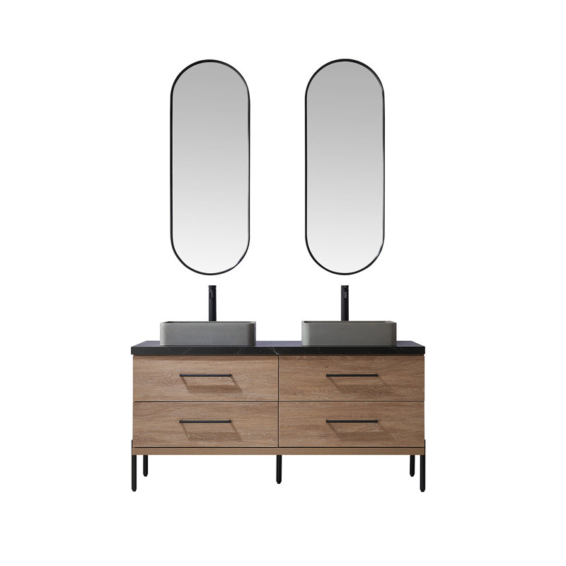 Meuble-lavabo double 60 po avec meuble-lavabo Carlon