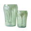 S / 2 vases décoratifs en verre vert avec motifs de visage
