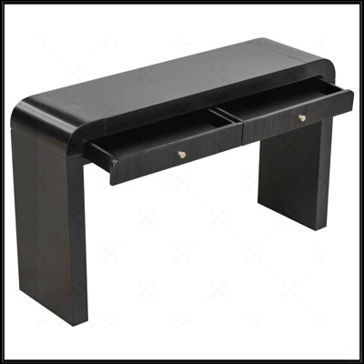 Rustic Console Table With Fluted Drawer, Curved Corners, And Thick Legs For Entryway And Living Room, Durable And Stylish Furniture