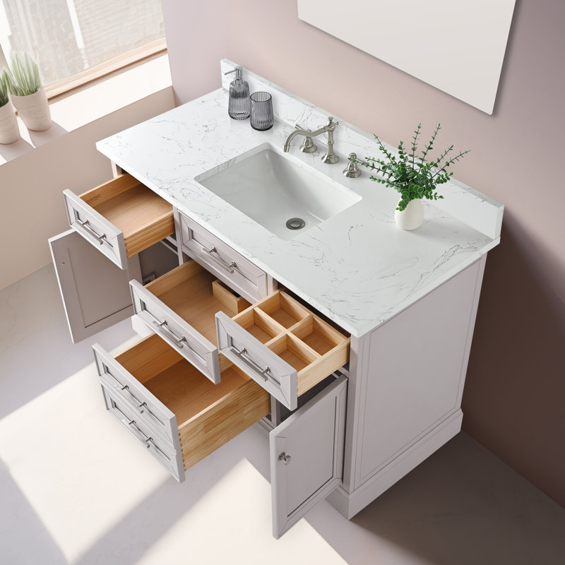 Thompson 48" W Single Vanity, Taupe/Brushed Nickel