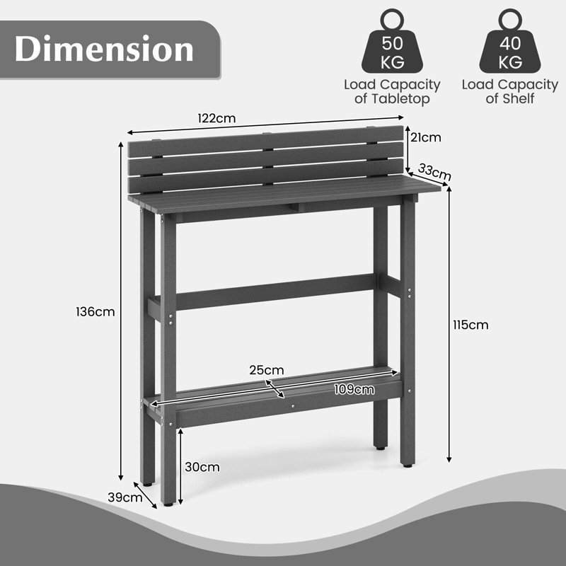 Camarda Rectangular 122Cm L Outdoor Standing Height Table
