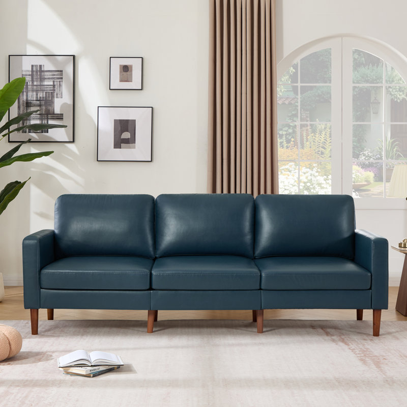 Canapé à accoudoirs carrés 91,73 po en chenille bleue, Bleu