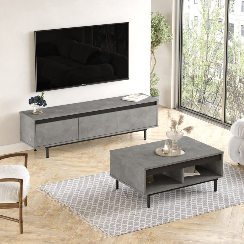 Living Room Furniture Set, Gris / noir