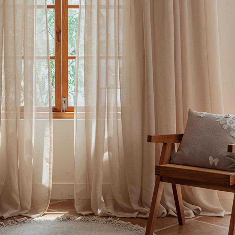 1pcs Tulle Curtains Translucidus Modern Home Window Decoration Sheer Voile Curtains for Living Room 100cmX200cm, Brown
