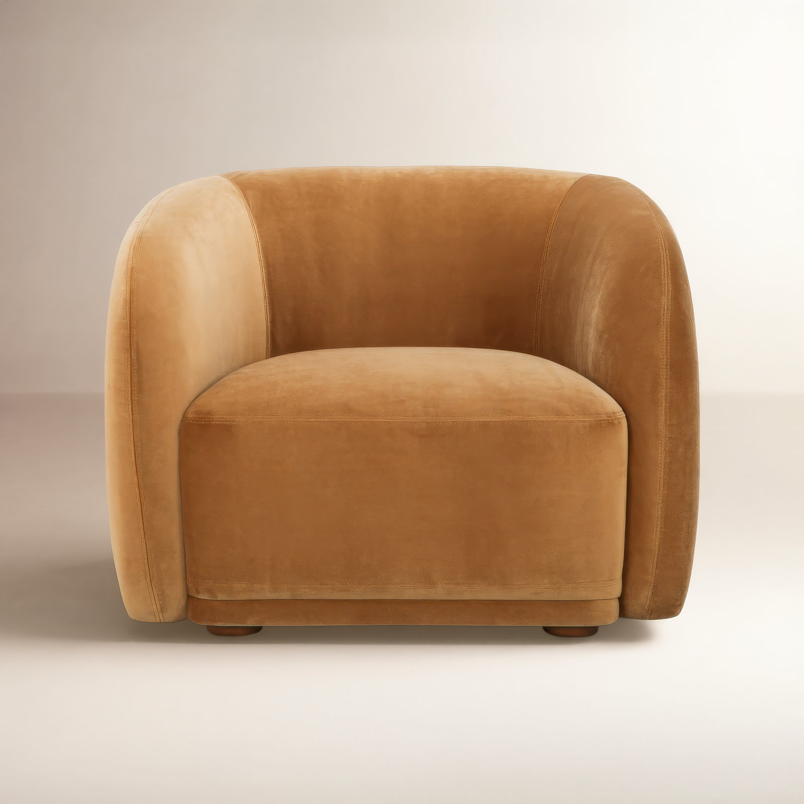 Penelope Barrel Armchair, Tan Faux Mohair