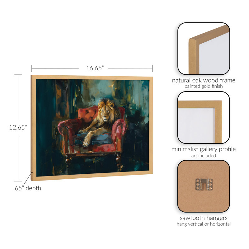 «Lion Portrait in Rich Jewel Tones» par The Creative Bunch Studio, reproduction d'art encadrée, H 16,65 po x l 12,65 po