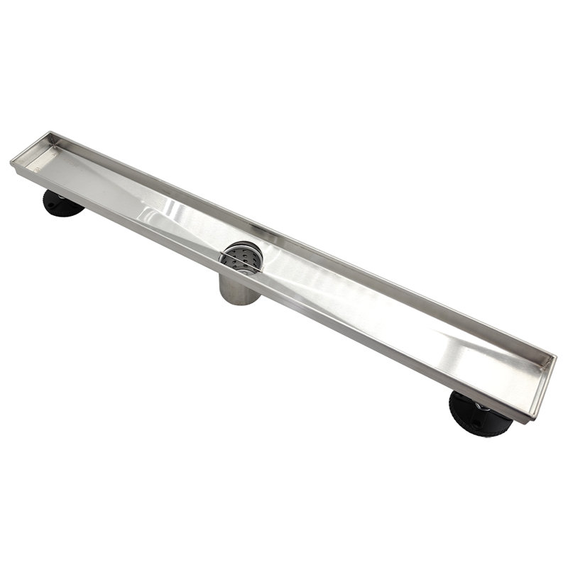 Oceanic, 2-in-1 Flat & Tile-in Cover, 36” Linear Shower Drain, Base and Grate Made of Marine-Grade Stainless Steel 316, Satin Finish, Kit Includes: Hair Strainer, Key, Leveling feet.