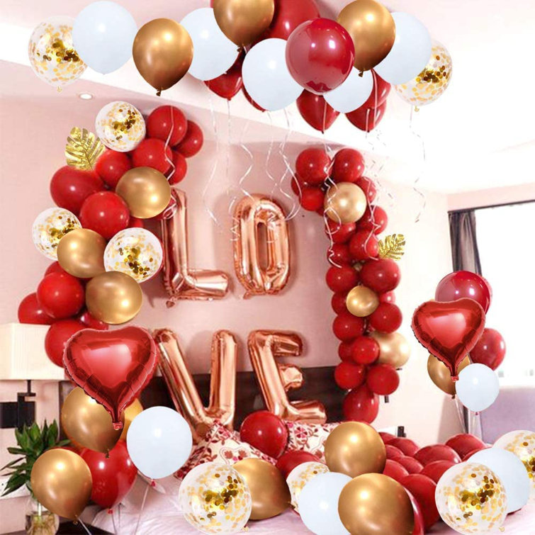 Balloon garland guirlande de ballons déstructurée rouge et or ( red and  gold )