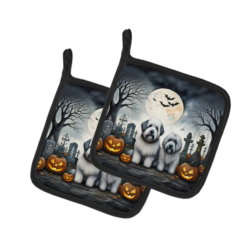 Paire de supports à casseroles Old English Sheepdog Spooky Halloween