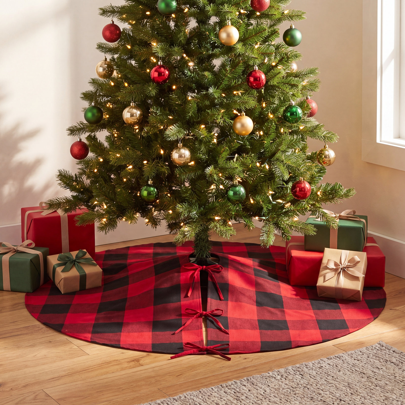 Swish Tree Skirt, Red/Black, 53"