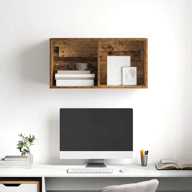 Wall-Mounted TV Cabinet Wall-Mounted, 72cm H x 37cm L x 37cm W, Old Wood