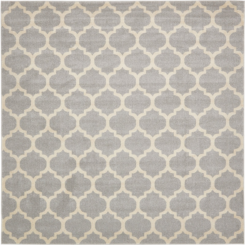 Tapis à motif géométrique gris Molly, Carré 10 pi