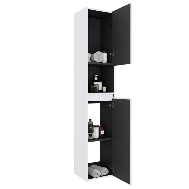 Armoire latérale de salle de bain 12 po, 2 portes à fermeture douce, fixation flottante, 12 * 2 (emballage KD), Blanc