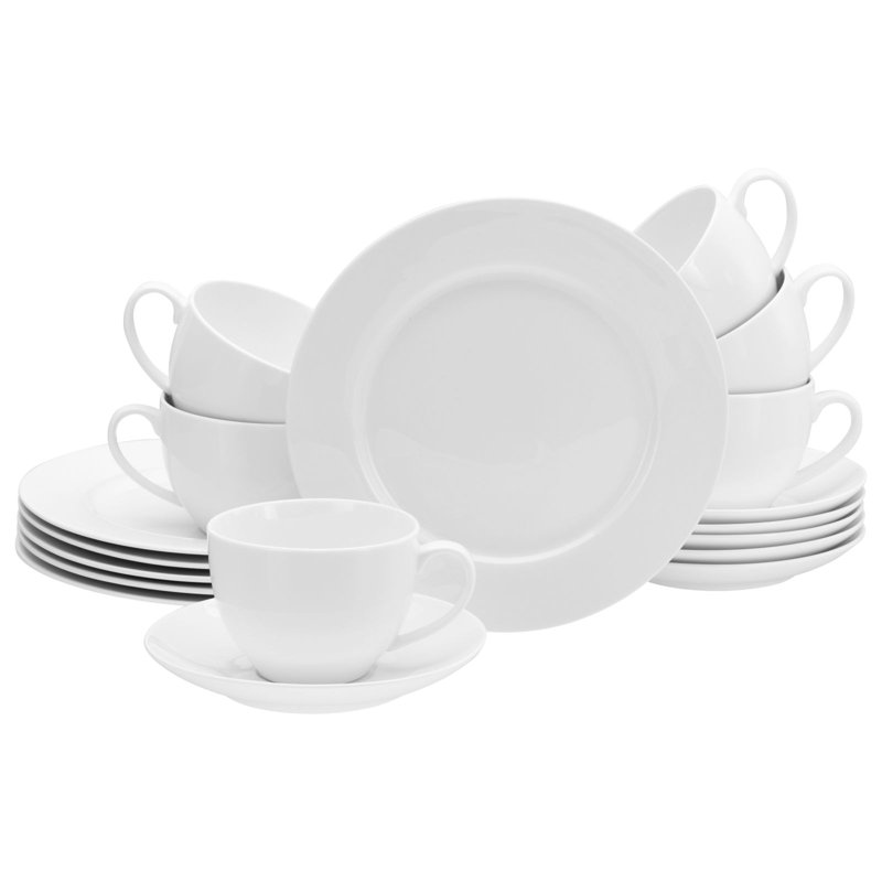 18-Piece Crockery Set Fleur Made Of Porcelain For 6 People