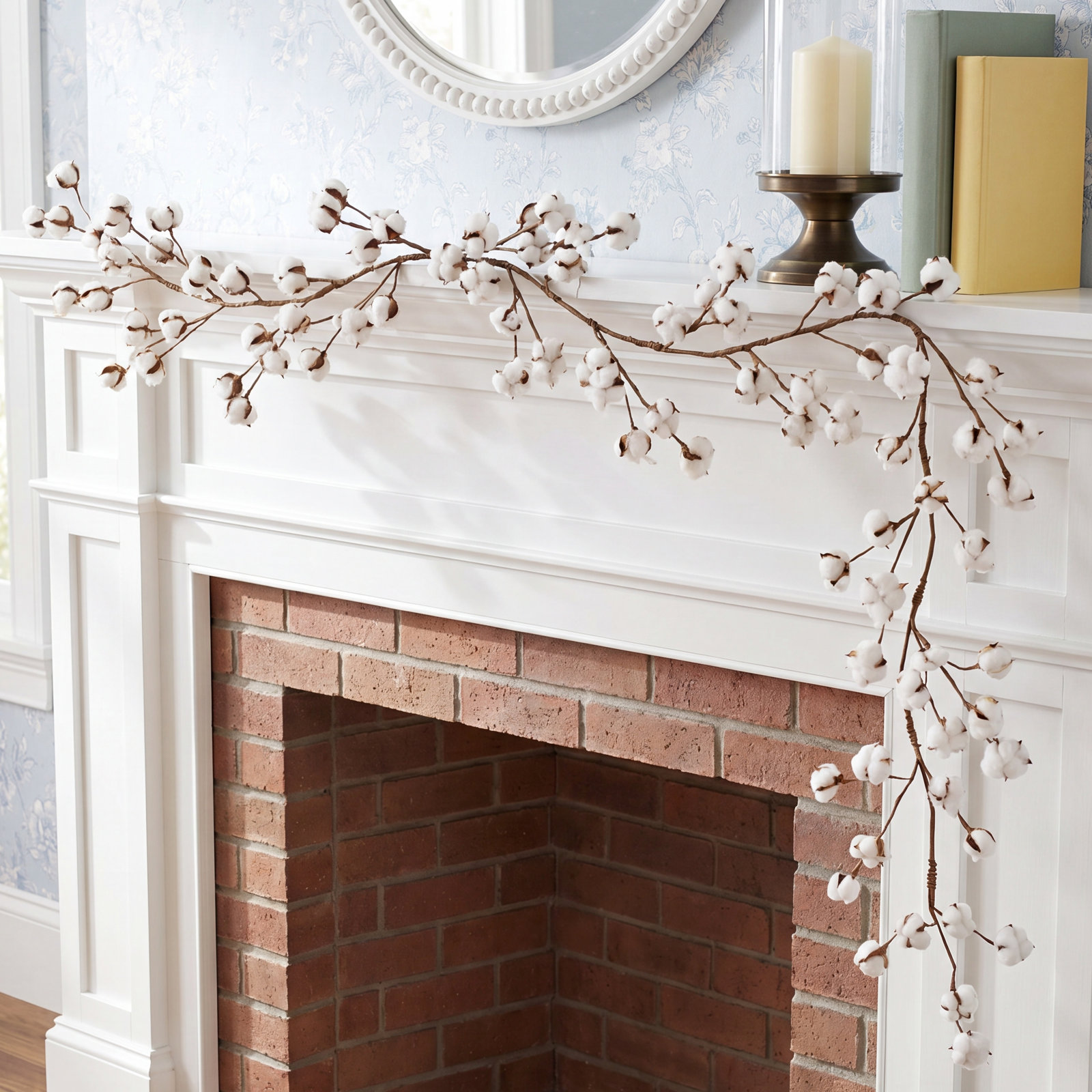 69'' in. Faux Cotton Garland