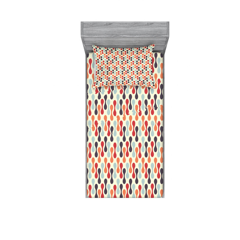 Microfiber Geometric Sheet Set, Twin Sheet Set with Fitted Sheet