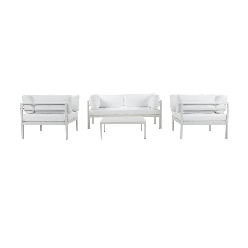 Ensemble de conversation avec canapé et coussins 4 pièces Novae, Blanc