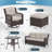 Wicker Rattan Swivel And Gliding Patio Wicker Chairs With Table (6Pcs, Beige)-210984241-210984246