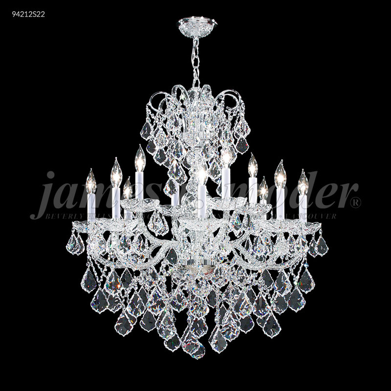 Lustre 12 lumières en verre Vienna, Strass Swarovski
