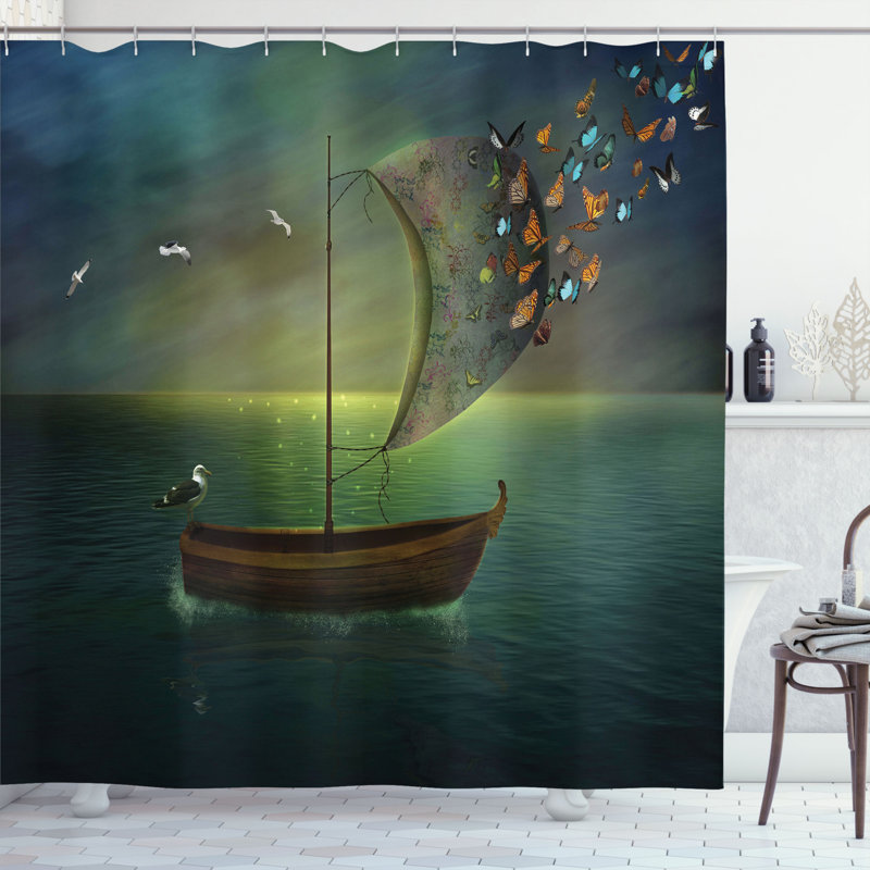 Shower Curtain with Hooks Included, 70" H x 69" W