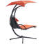 Siège courbé suspendu pour le jardin, chaise longue d'extérieur ergonomique et orange, couleur avec coussin épais de parasol réglable