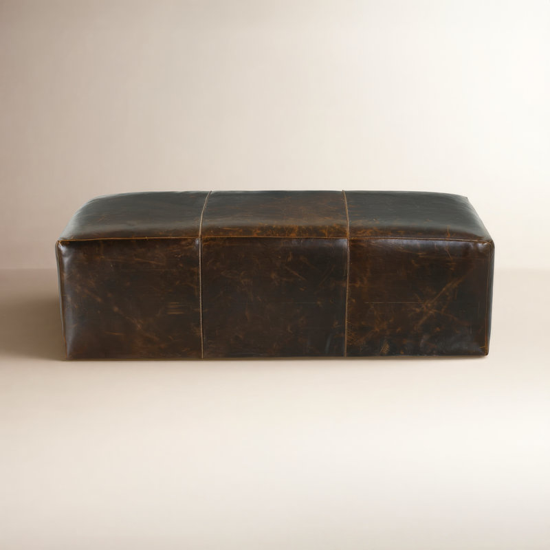Macon Leather Ottoman, Bark (KL232-80)