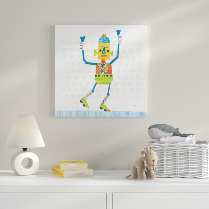 «Robot Party I on Squares», impression, H 36 po x l 36 po x P 1,5 po, Toile tendue