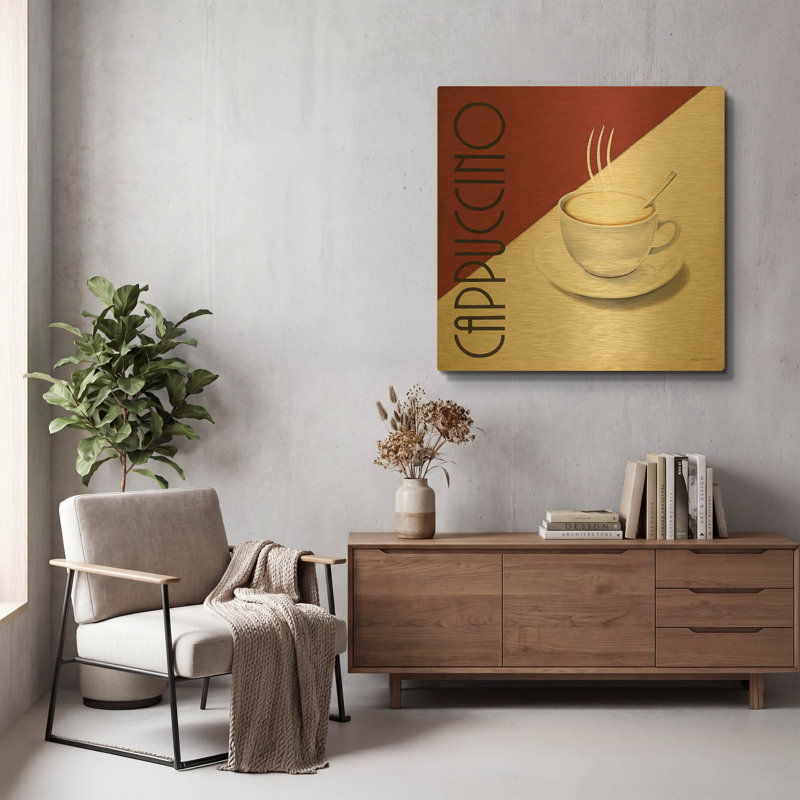  «Cafe Moderne 2» par Marco Fabiano, art mural en métal doré, 36 po x 36 po, 36 po x 36 po
