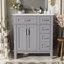 Meuble-lavabo moderne de 30 pouces avec lavabo en céramique, portes à fermeture douce, tiroirs profonds et standard pour petits espaces de rangement, meuble-lavabo à poignées argent, tiroir d'évier design, espaces compacts