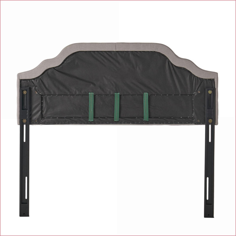 Queen Size Solid Wood &amp; Metal Upholstered Headboard - Adjustable Height, Tufted Design &amp; Nailhead Trim for Bedroom