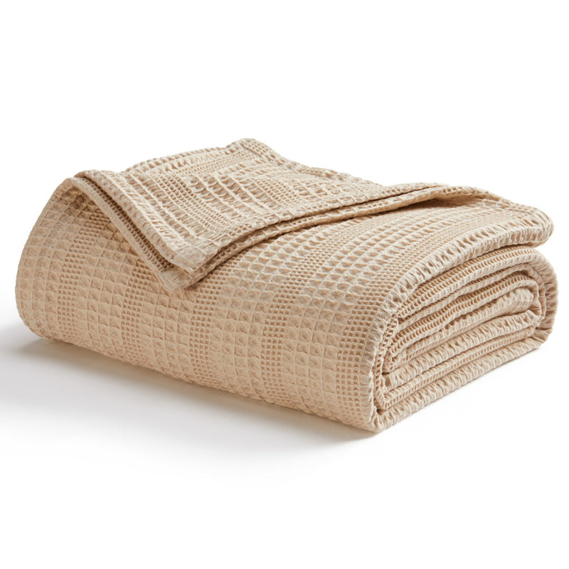 Jeté Amelia Waffle Weave, Grand lit, Beige