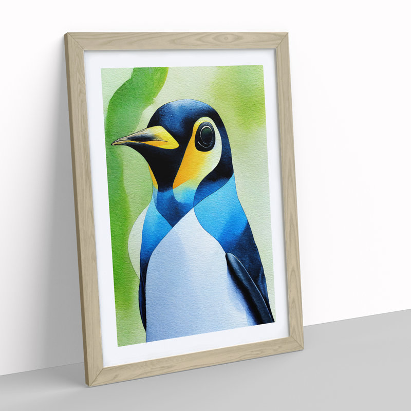 Penguin In Watercolour No.3 - Wall Art, 59.4cm H x 42cm W, White, canvas/paper