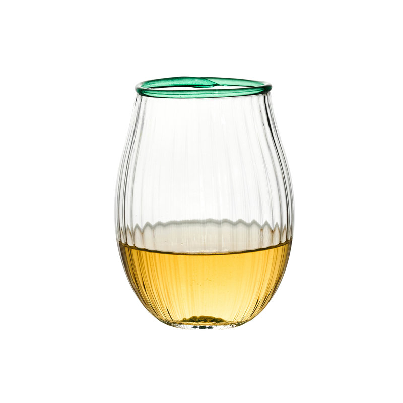 Nell Stemless Wine Glass, Clear/Watercress
