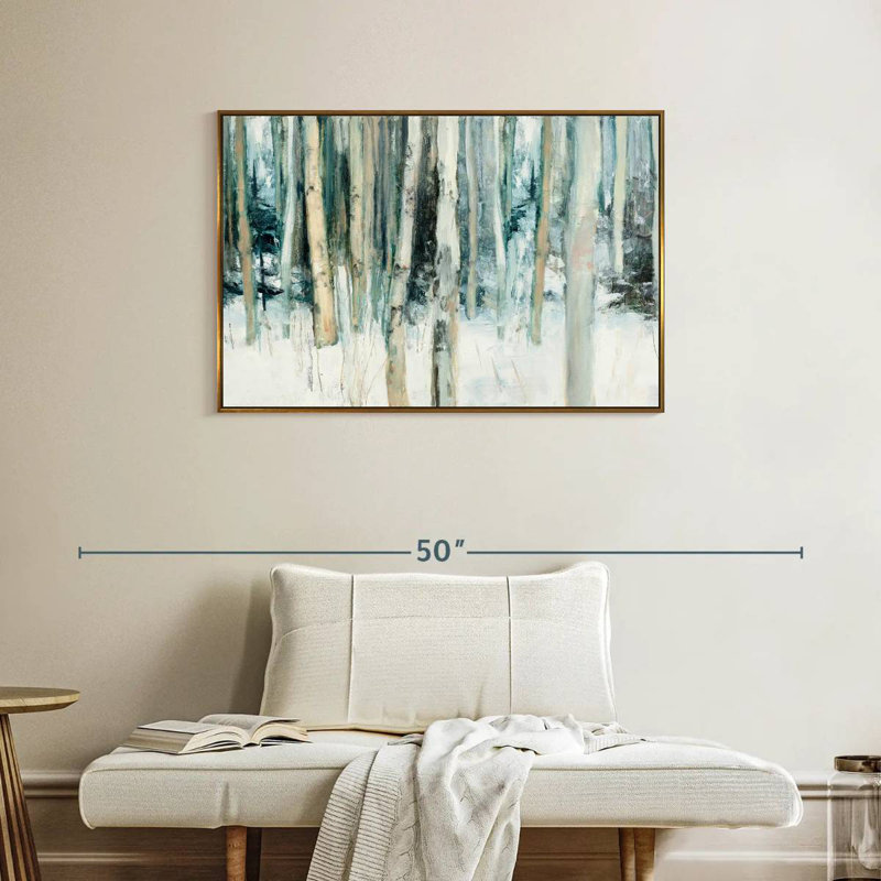 Winter Woods III, Cadre flottant doré, 37 po x 25 po