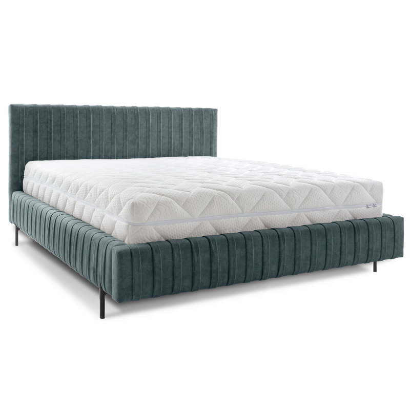 Molette Upholstered Bed, Dark Green, European Double (140 x 200cm)