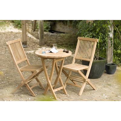 Woehler 2 - Person Wood Patio Dining Set with Round Table